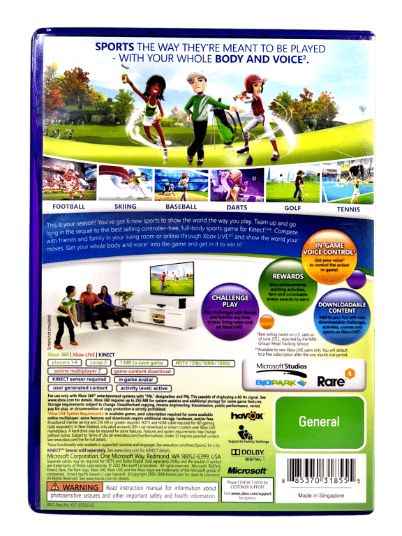 Kinect Sports SEASON TWO (Season 2) Xbox 360