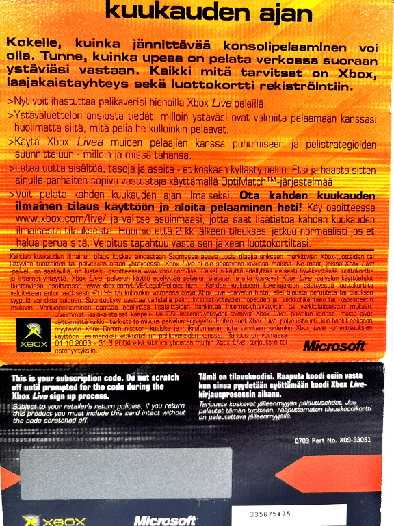 Tom Clancy's Rainbow Six 3 (Xbox) voucher card