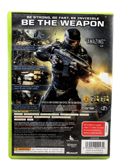 CRYSIS (Crisis 2) XBox 360 *GENUINE CLASSICS EDITION* Appleby
