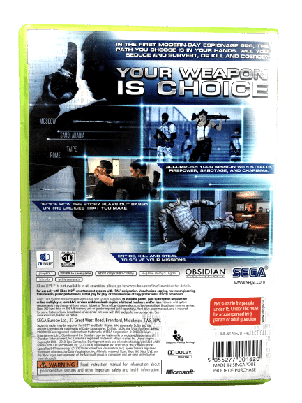 Alpha Protocol Espionage RPG Xbox 360 Game