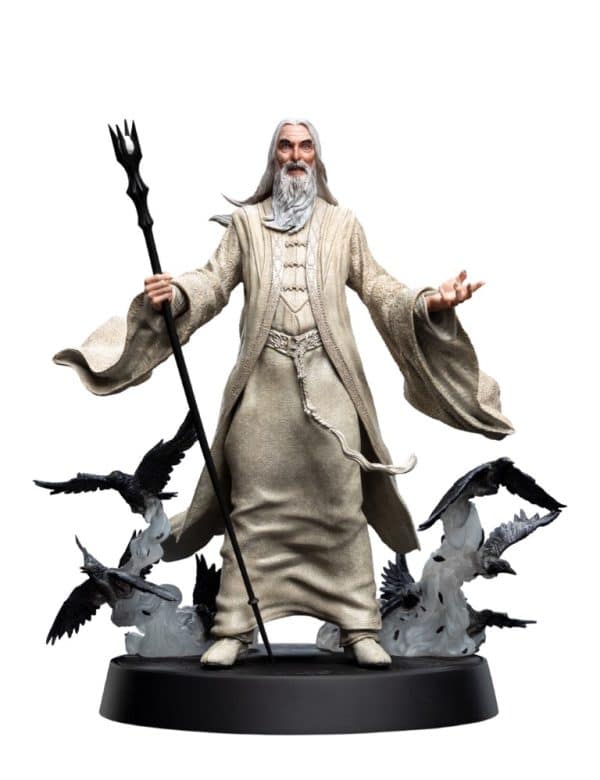 LORD OF THE RINGS fIGURES OF FANDOM SARUMAN THE WHITE STATUE WETA STATUE