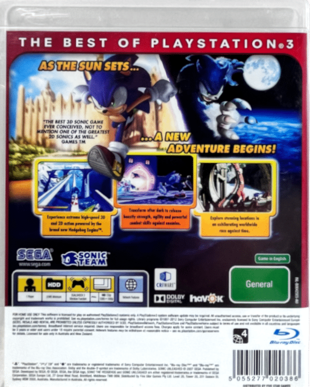 SONIC Unleashed PS3 game