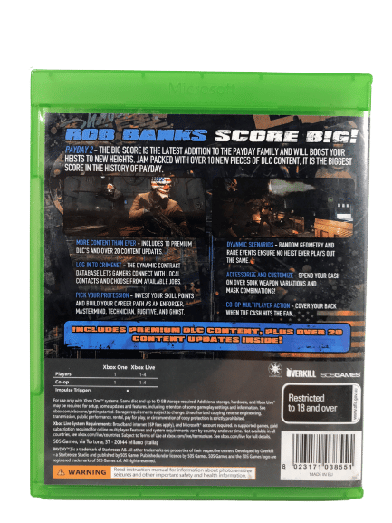 PayDay 2: THE BIG SCORE (Xbox One) *MINT COMPLETE* - Image 4
