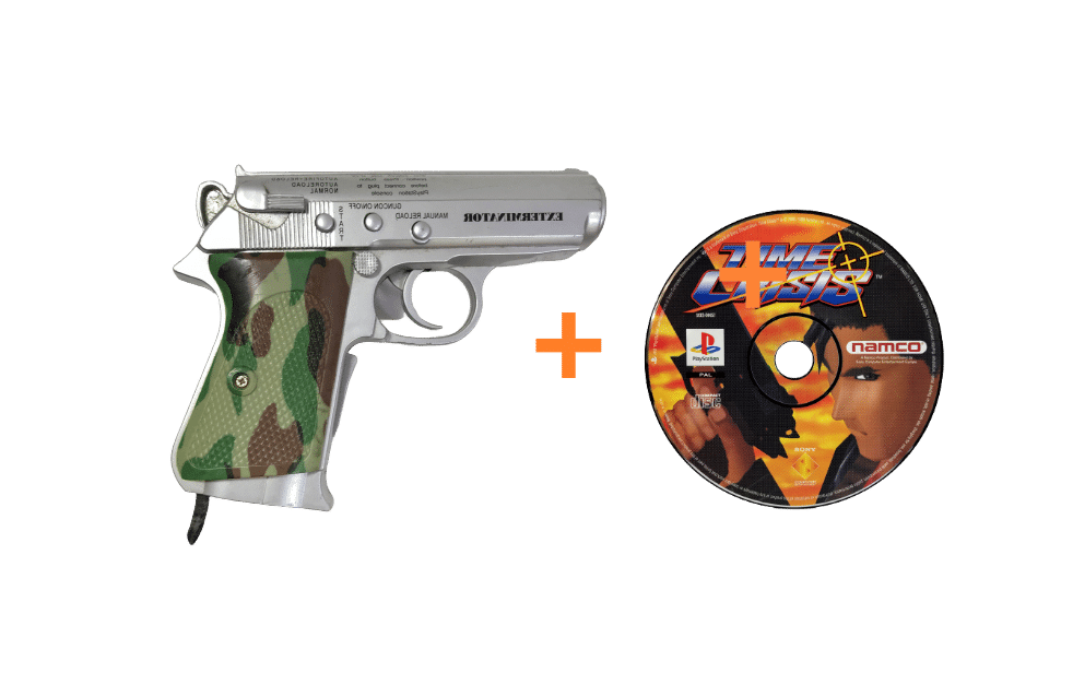 PS1 GUN PlayStation GunCon Game Controller + TIME CRISIS Game