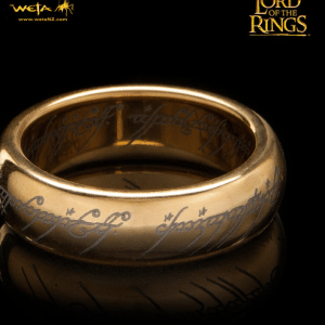 Lord of the Rings: The One Ring (with runes) - Gold Plated Tungsten, Size 8