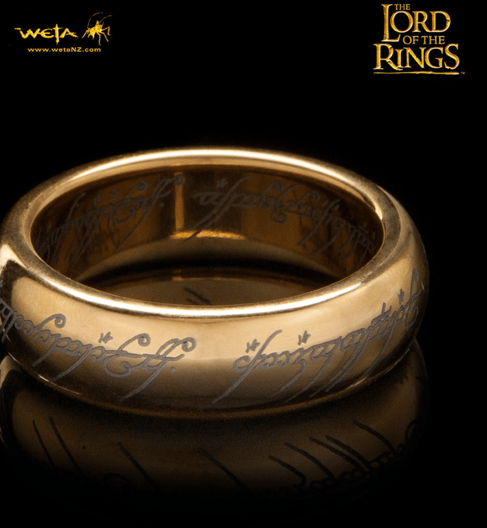 Lord of the Rings: The One Ring (with runes) - Gold Plated Tungsten, Size 8