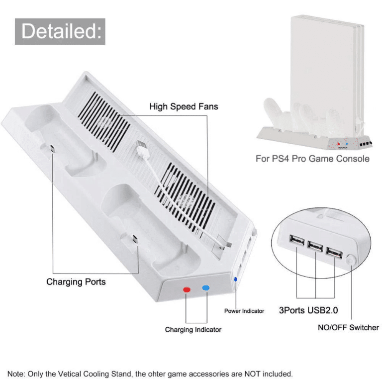 PS4 PRO Vertical Cooling Stand (WHITE) - Image 4