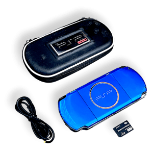 PSP Slim 3002 METALLIC BLUE + Charger + Mem Card + Case READ DESCRIPTION