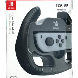 Hyper Drive Racing Wheel - PDP Gaming Hyper Drive Ergonomic Joy Con Controller Wheel Rubber Trigger Extensions, Universal Design: Black - Nintendo Switch