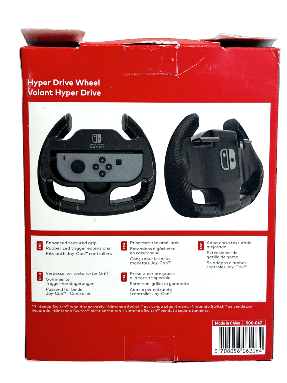 Hyper Drive Racing Wheel - PDP Gaming Hyper Drive Ergonomic Joy Con Controller Wheel Rubber Trigger Extensions, Universal Design: Black - Nintendo Switch
