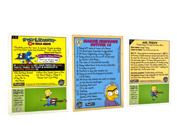 THREE (3) x Rare 1994 SIMPSONS Skybox Cards (CHASE CARD INCLUDED)