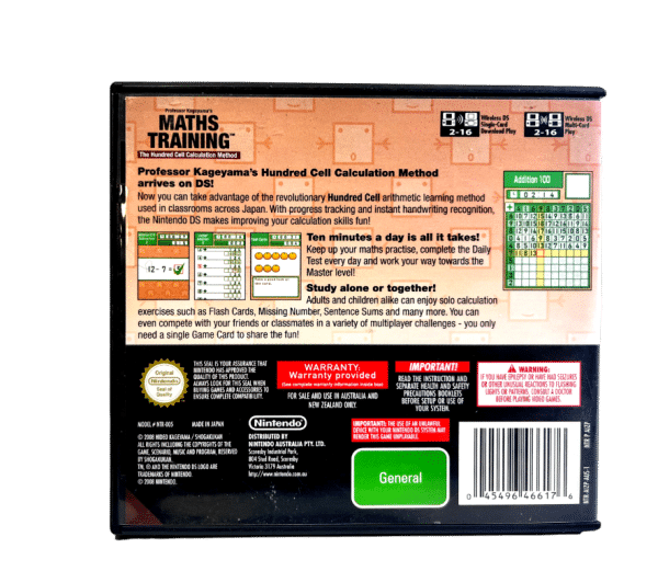 Professor Kageyama's Maths Training: The Hundred Cell Calculation Method for Nintendo DS