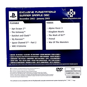 Exclusive PlayStation 2 SUMMER SAMPLE DISC (Ded 02-Jan 03)
