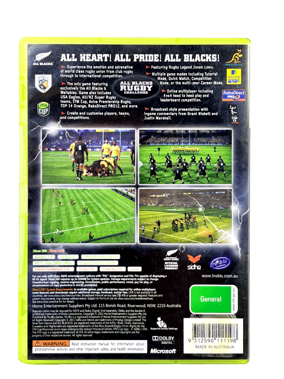 The All Blacks Rugby Challenge XBox 360