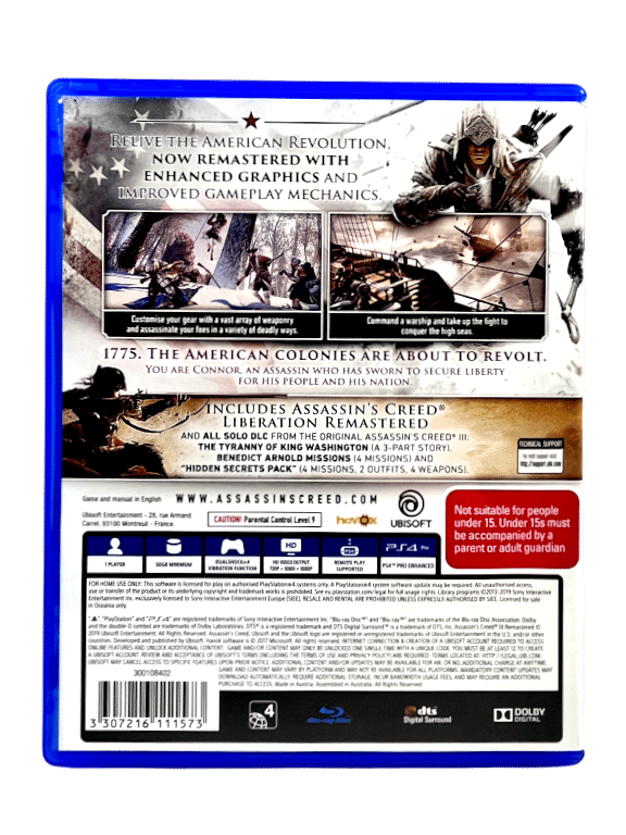 Assassin’s Creed III Remastered (PS4) Assassins Creed 3 Remastered PS4 Game