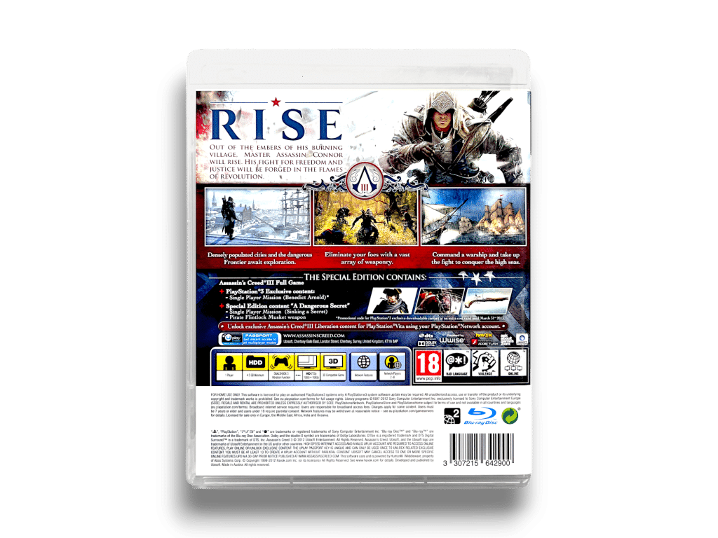 ASSASSIN'S CREED III (ALTERNATE PRINT) PS3 Special Edition (AS NEW - COMPLETE COLLECTOR'S)