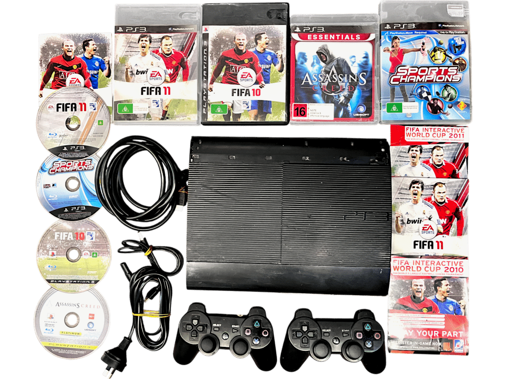 PS3 Super-Slim Premium Console + 2 Controllers + Games! CHEAP PS3 BUNDLE!