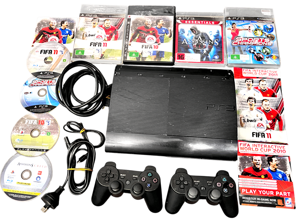 PS3 Super-Slim Premium Console + 2 Controllers + Games! CHEAP PS3 BUNDLE!