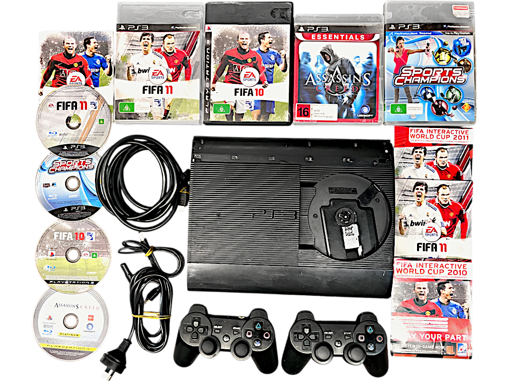 PS3 Super-Slim Premium Console + 2 Controllers + Games! CHEAP PS3 BUNDLE!