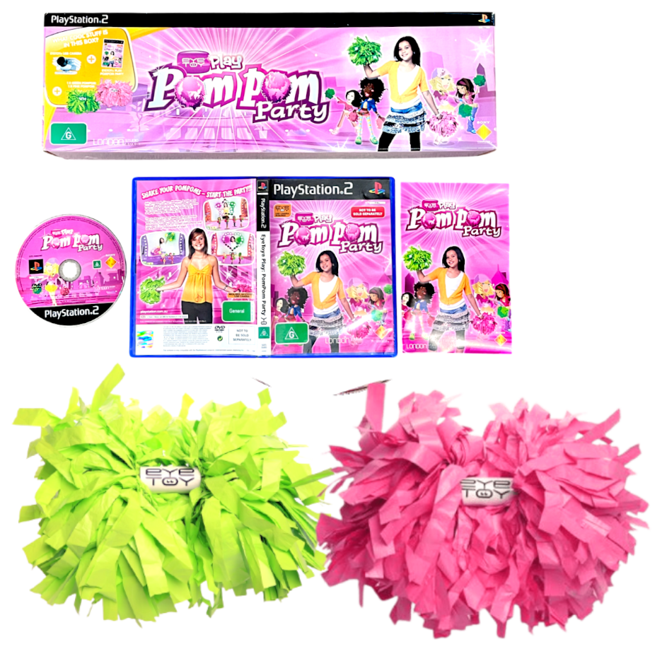 EyeToy Play: Pom Pom Party PS2 GAME + POMPOMS! (PS2) *COMPLETE BOX SET!!