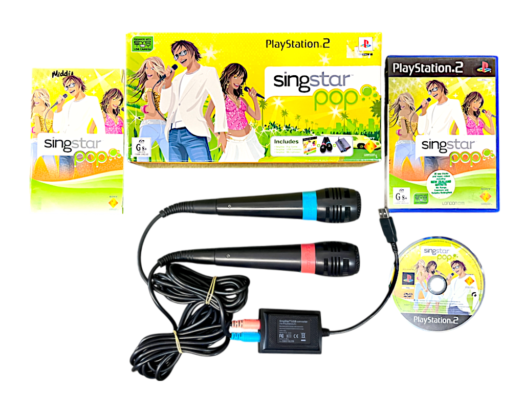 Singstar Essentials SingStar POP! PLUS SingStar Microphones (PS2) *COMPLETE BOX SET ...