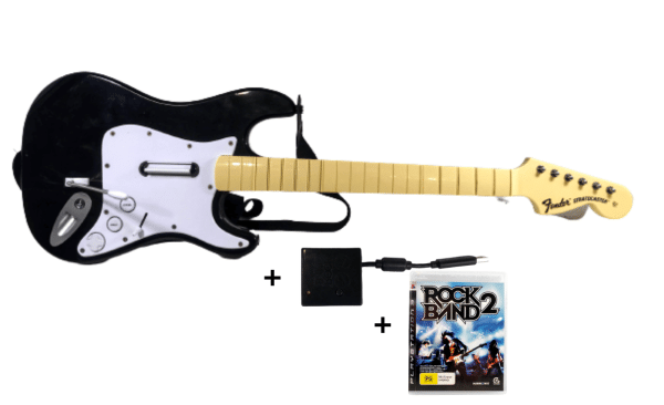 ROCK BAND Fender Stratocaster Guitar + Game Bundle PS3 (WIRELESS)
