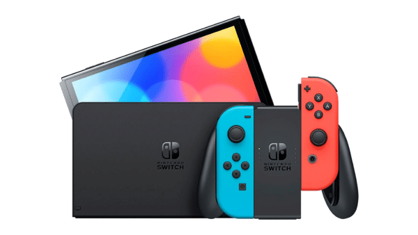 Nintendo Switch (OLED Model) Neon Blue and Red Joy-Con, Black Dock - Image 4
