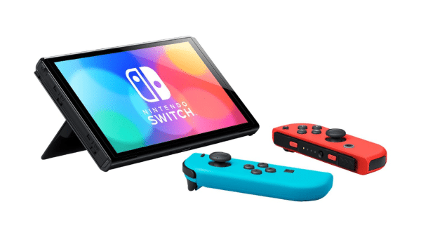 Nintendo Switch (OLED Model) Neon Blue and Red Joy-Con, Black Dock - Image 6