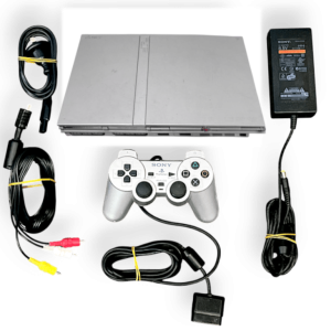 PS2 Slim SILVER Console + Genuine Controller