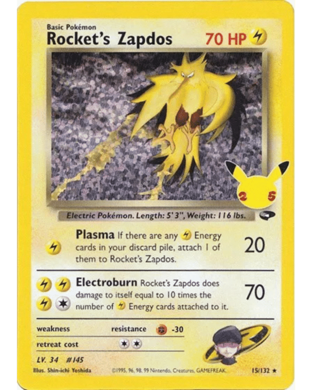 POKEMON TCG - Rocket's Zapdos 15/132 Celebrations