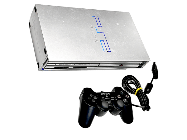 PS2 FAT Console (Silver) with Controller & Cables - Image 3