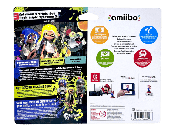 Splatoon Amiibo 3-Pack (Octoling Blue / Inkling Yellow / Smallfry) *NEW SEALED* - Image 2