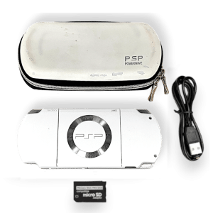 SONY PSP Slim 2002 WHITE + Charger + Mem Card Adapter + Case