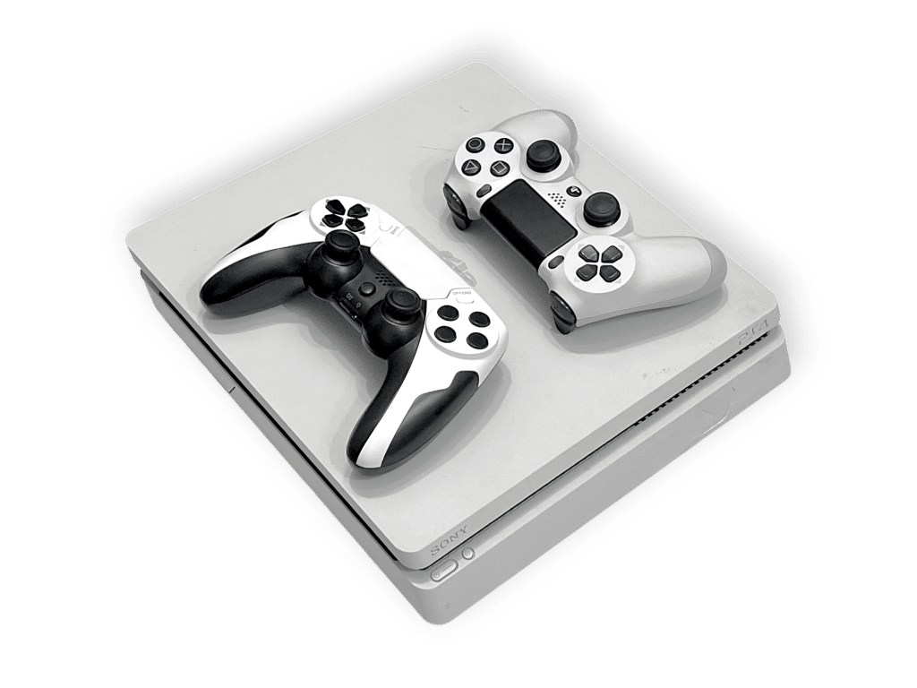 PS4 Slim Console (White) + 2 Controllers - Image 2