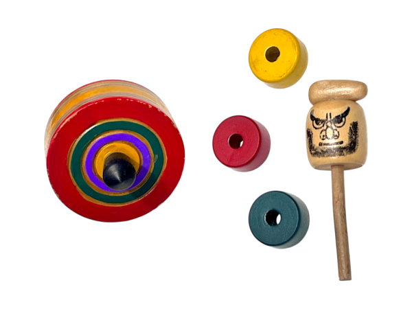 Wooden Spinning Top Toy Set Japanese (Vintage 1980s) - Image 3