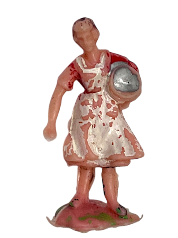 Vintage Antique Railroad Tiny People: Woman with basket