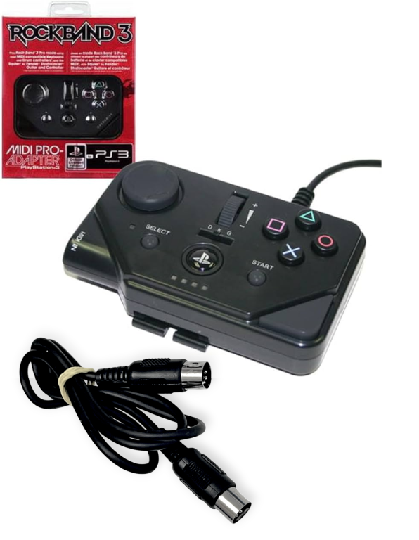Rock Band 3 MIDI Pro Adapter (PS3) PLUS MIDI Cable (5-Pin DIN)