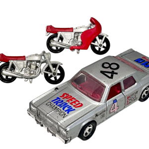 Vintage Matchbox SuperKings K-91 Motorcycles + Plymouth Gran Fury (1983)