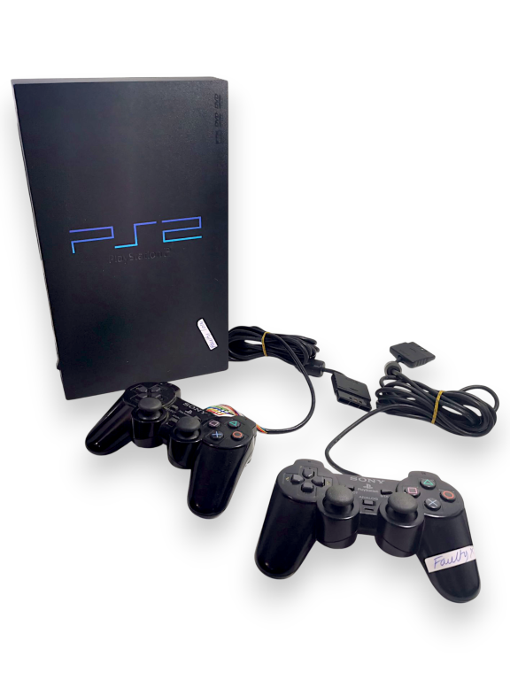 PS2 PHAT Console Black + 2 x controllers (faulty)