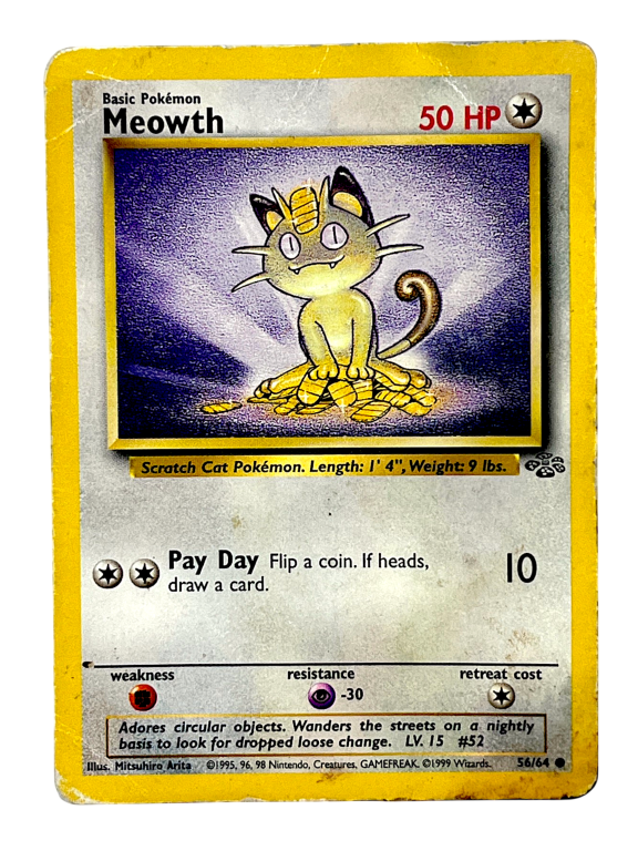 POKEMON TCG - Meowth 56/64 Jungle Unlimited *WELL PLAYED*