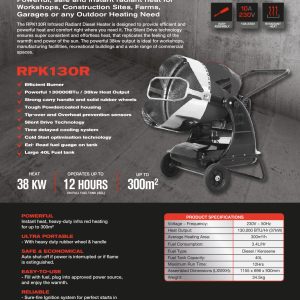 RPK130R - Remington 36kW Diesel Radiant Heater (120,000 BTU)