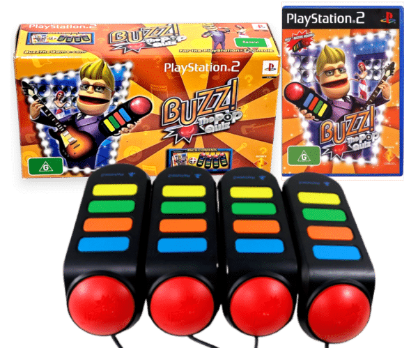 BUZZ! The POP Quiz (PS2) *GAME + BUZZERS BOX SET!!