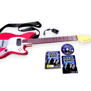 Rock Band 3 Wireless Fender Mustang PRO-Guitar Controller + Dongle + Game (PS3)