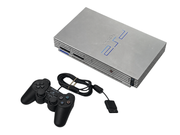 RARE SILVER PS2 CONSOLE Phat Fat PS2 + Genuine SONY Controller - Image 2