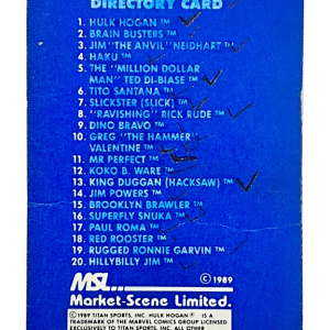Directory / Series Three Promotion - 1989 WWF Superstars Series 2 Directory Card