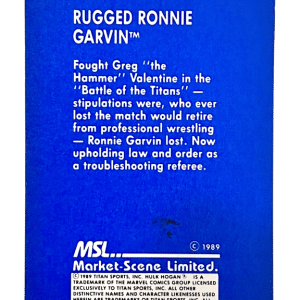 Rugged Ronnie Garvin - 1989 WWF Superstars Series 2 #19/20